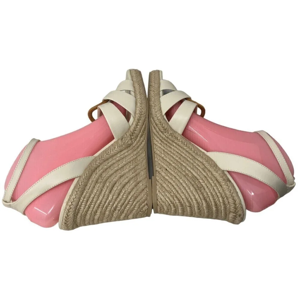 Dolce Vita Maze Women's Size 10 Ivory Leather Open Toe High Wedge Heel Sandals